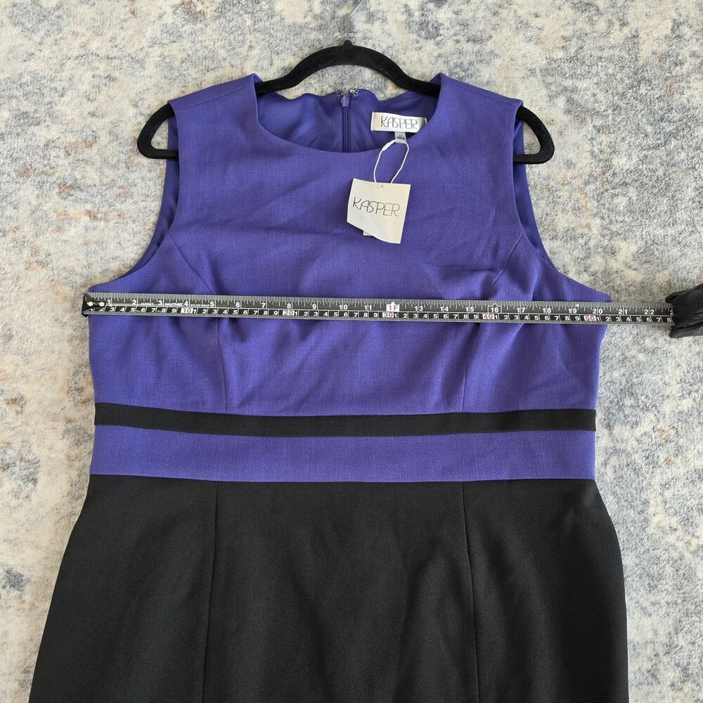 Kasper Dress Womens 14 Purple Black Colorblock Sheath Sleeveless Work Office - Picture 5 of 11